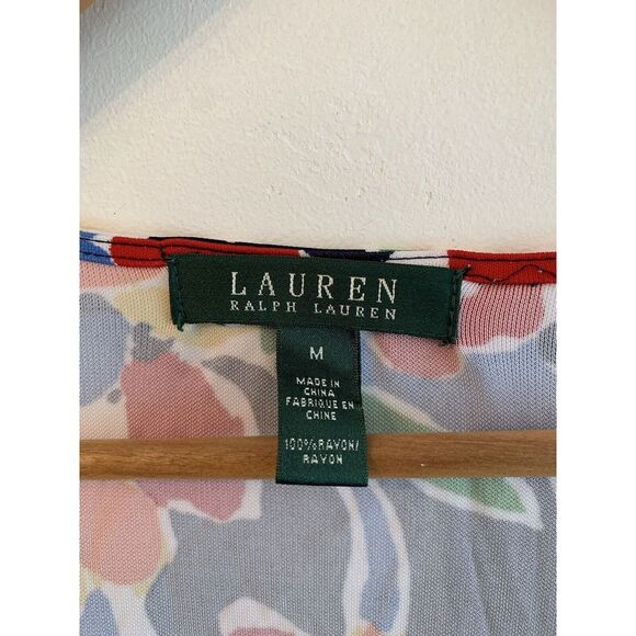 Lauren Ralph Lauren Women Faux Wrap Dress Size M Floral Print Mid Length Rainbow - Picture 4 of 11